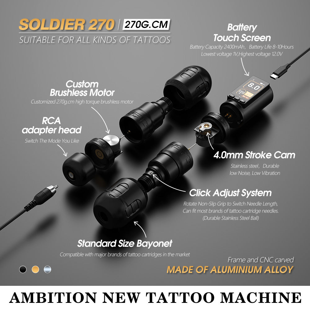 Ambition Soldier 270 Wireless Tattoo Machine