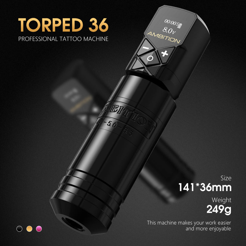 Ambition Torped 36 Stroke 4.5-5.0-5.5mm Powerful Brushless Motor Rotary Tattoo Pen