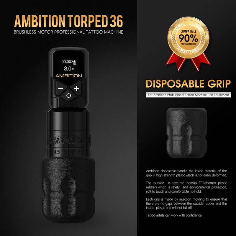 Ambition Torped 36 Stroke 4.5-5.0-5.5mm Powerful Brushless Motor Rotary Tattoo Pen