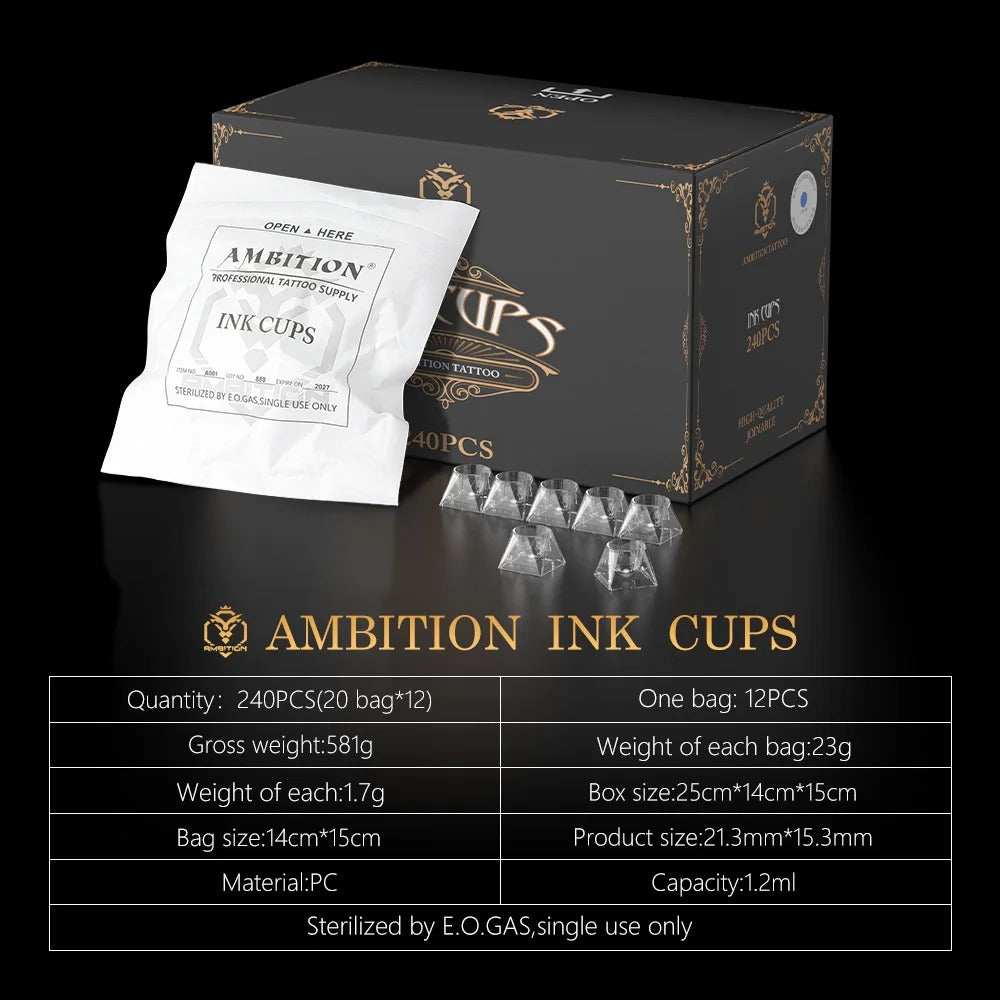 Ambition Tattoo Ink Cups 1.2ML/240pcs