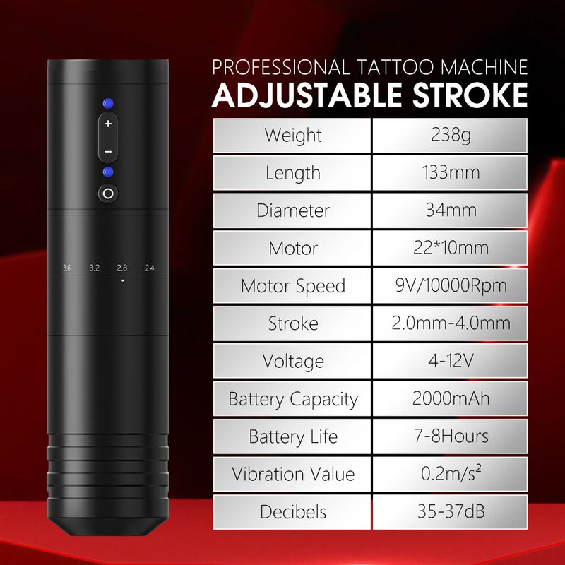 Ambition Paco Adjustable Stroke Wireless Tattoo Machine